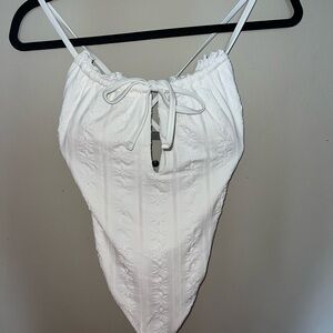 White Floral Embroidered Bodysuit